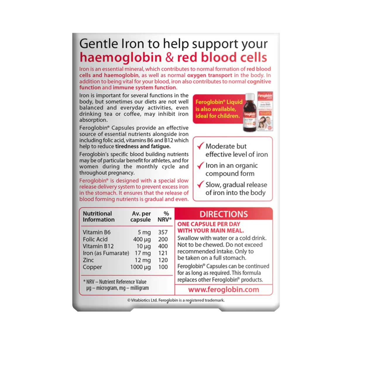 Vitabiotics Feroglobin B12 Capsules 30's
