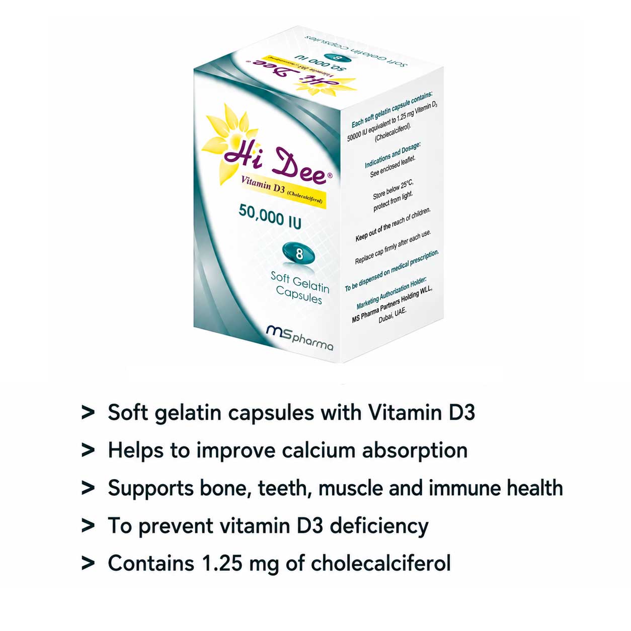 Hi Dee Vitamin D3 50000 IU Soft Gelatin Capsules 8's